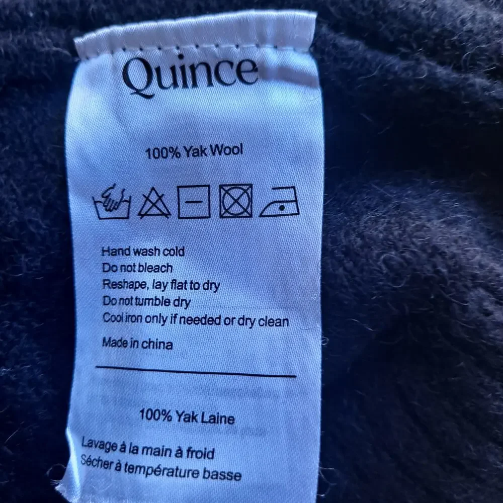 Quince 100% Yak Wool Turtleneck Sweater Long Sleeve Pullover Black Womens Size M